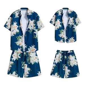 Ensemble chemise et short à imprimé floral pour homme, séchage rapide, respirant, tenue décontractée pour la plage et les vacances d'été, fournisseur direct d'usine - Product Image 1