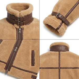 Chaqueta de Piloto Personalizada con Forro de Piel de Oveja, Chaqueta de Cuero B-6 Extra Grande para Hombre, Fabricante de Ropa de Calle OEM - Product Image 4