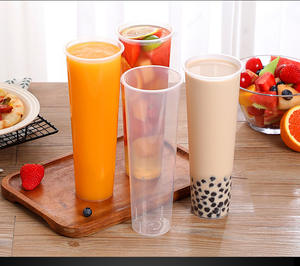 Gobelet en plastique PP rigide personnalisé avec logo YAMAT, gobelet à smoothie jetable givré, gobelet à thé au lait à bulles en forme <span class=keywords><strong>de</strong></span> U - Product Image 2