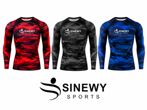 SINEWY SPORTS T-shirt de compression pour homme à manches longues, imprimé camouflage, séchage rapide, pour le MMA, coupe ajustée - Product Image 1