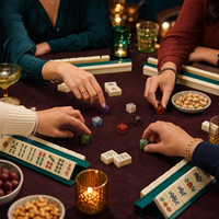 Dés carrés en pierre de cristal naturelle précieuse avec points dorés, écologiques, de luxe, pour jeu familial de Mahjong américain, coffret cadeau pour soirée de jeu