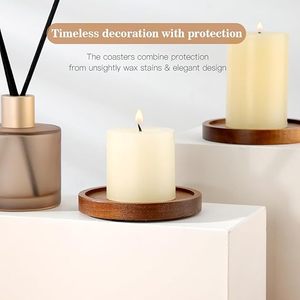 ถาดไม้ทรงกลมสำหรับวางเทียนตกแต่งสไตล์มินิมอล ของตกแต่งบ้านสไตล์เรียบง่าย ฐานวางเทียนทีไลท์ ชุด 2 ชิ้น - Product Image 3