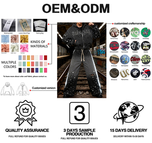 Conjunto de Sudadera con Capucha Oversize para Hombre, Estampado Puff, Bordado, Estilo Urbano, 100% Algodón Orgánico, Tejido, Joggers de Otoño, Pedrería - Product Image 1