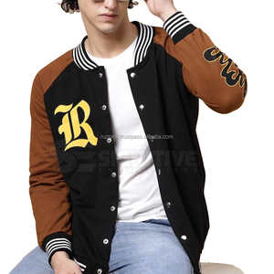 Veste universitaire rétro tendance en laine avec manches en PU, inspirée des équipes universitaires, vêtements d'extérieur streetwear pour hommes et femmes - Product Image 3