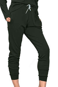 Conjunto de Pantalones Deportivos y Top de Manga Larga para Mujer, Dos Piezas Casuales, Tela Suave, Corte Regular, Atuendo Diario, Color Sólido - Product Image 3