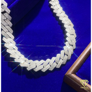 Chaîne cubaine en argent sterling 925 pour hommes et femmes, sertie de diamants Moissanite, bijoux en gros, fournisseur - Product Image 4