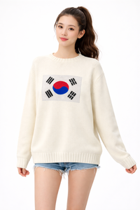 Suéter de Punto Oversize Unisex – Jersey Jacquard Personalizado con Bandera/Logotipo – Cuello Redondo, Ropa de Punto de Invierno, Fabricante OEM - Product Image 3