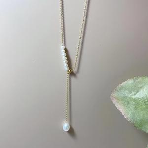 Collier en argent pur S925 avec perles d'eau douce naturelles, style long simple et luxueux, tendance pour hommes et femmes, nouveauté hiver 2024 - Product Image 4