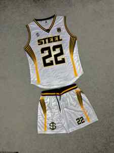 Conjunto de Camiseta y Pantalones Cortos de Baloncesto Sublimados Steel 22, Malla de Poliéster Transpirable, Uniforme Deportivo para Entrenamiento y Juego en Equipo - Product Image 3
