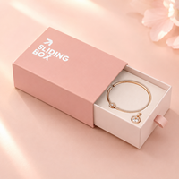 Boîte à bijoux coulissante réutilisable bicolore écologique avec doublure en éponge, logo personnalisé, emballage rigide, collier, pelliculage mat
