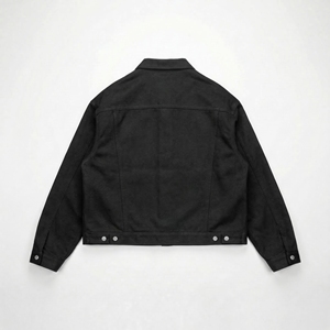 แจ็คเก็ตยีนส์สีดำแบบ Trucker |   เสื้อโค้ทเดนิมทรงโอเวอร์ไซส์สไตล์สตรีทแวร์ติดกระดุม |   แจ็คเก็ตเดนิมฟอกสีแบบหนา |   ผู้ผลิต OEM ตามสั่ง - Product Image 2