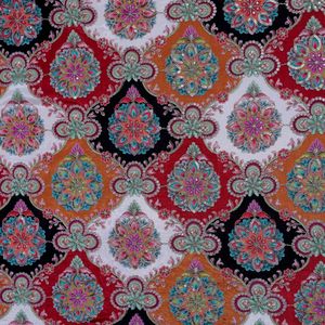 Tela Crepé Natural con Lentejuelas en Mosaico de Color Coral, Rojo Escarlata y Blanco para Disfraces, Manualidades y Vestidos - Product Image 6