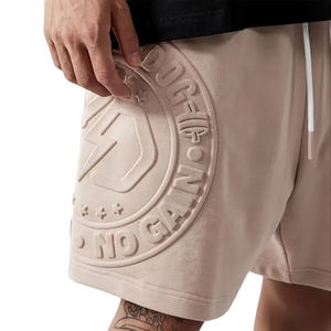 Custom Design 3D Embossed High Street 100% Cotton Solid Breathable <b>Lightweight</b> Summer <b>Shorts</b> for <b>Men</b> - Product Image 6