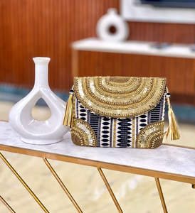 Artisanat de luxe Vintage Banjara tissu sac à main sac à main luxueux broderie travail pochette pour les soirées bas prix - Product Image 5