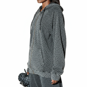 Parche Bordado Personalizado con Pedrería de Gran Tamaño, Logotipo de Ropa Deportiva de Algodón Terry, Estilo Urbano, Efecto Desgastado por el Sol, Servicio OEM - Product Image 3