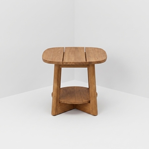Table d'appoint extérieure en teck massif de qualité commerciale avec plateau à lattes, mobilier pour hôtels et complexes hôteliers, certifié SVLK Indonésie - Product Image 2