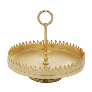 Plateau à gâteau rond en métal doré avec poignée en anneau, plateau décoratif fait à la main - Product Image 3