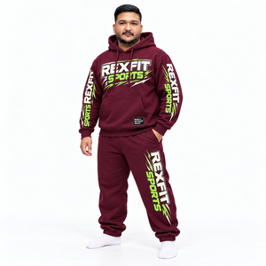 Ensemble streetwear d'hiver personnalisé avec motif graphique, pull en molleton unisexe à étiquette personnalisée, survêtement imprimé avec manches à revers - Product Image 3