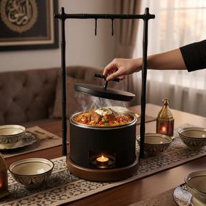Luxury Arabic Round Glass Chafing Dish Silver and Gold Dual Tone <b>Soup</b> Warmer Dubai Ramadan Buffet Server Single Unit - Product Image 6