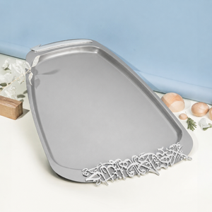Plateau de service rectangulaire en métal avec motif ajouré arabe, plat décoratif durable pour une utilisation festive à la maison - Product Image 6