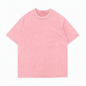 Camiseta Rosa Oversize de Algodón de Manga Corta con Cuello Redondo, Estilo Casual para Hombre, Tejido Jersey, Color Sólido, Corte Holgado - Product Image 1