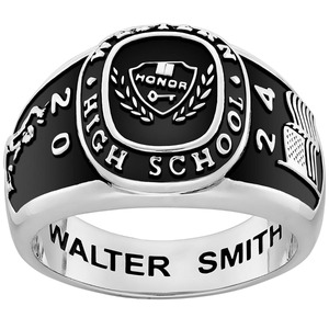 Bague de classe personnalisée en argent sterling 925 pour homme, bague de graduation, bague d'école, bague personnalisée pour étudiant de collège ou lycée, bague de cérémonie - Product Image 1