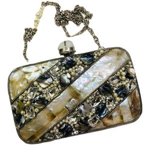Handcrafted Designer Brass Evening <b>Bag</b> with Mother of Pearl Luxury Bridal <b>Wedding</b> Purse <b>Clutch</b> - Product Image 1