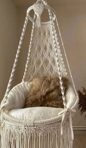 Macrame Hanging Chair, Macrame Porch rocking <b>swing</b>, Hammock Chair, Macrame <b>Round</b> <b>Swing</b> - Product Image 3