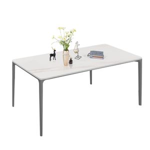 Aluminium Alloy Grey <b>Legs</b> 63 Inch Sintered Stone/Marble/Porcelain Top Dining <b>Table</b> for Kitchen/Living Room Elegant Dining <b>Table</b> - Product Image 1