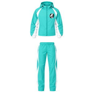 Aqua <b>White</b> Hooded <b>Tracksuit</b> Set Full Zip Jacket Matching Pants Custom Team Training Athletic Sportswear Two Piece Uniform - Product Image 1