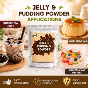 Venta al por mayor de mezcla en polvo para flan de durazno vegetariano de Taiwán, con leche de coco, para postres, bolas, palitos, a granel, en tazas y botellas, Halal - Product Image 2