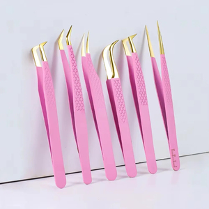 Custom Logo High Quality 90 Degree Stainless Steel Plated <b>Glitter</b> Diamond Grip Precision Anti-Static Eyelash Extension Tweezer - Product Image 1