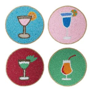 New Collection HANDMADE Beautiful Glass <b>Beaded</b> Round Boho Style Eco-Friendly Table <b>Coasters</b> Made with Love and Care - Product Image 4