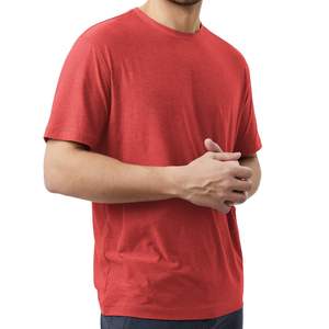 Camiseta Personalizada para Hombre, Cuello Redondo, Manga Corta, Algodón Rojo Brillante, Casual, Transpirable, Suave, Ligera, Estilo Urbano, Verano - Product Image 3