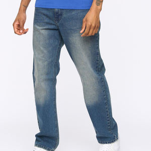 Jean en denim tissé coupe bootcut pour homme, taille mi-haute, coupe droite, avec logo brodé sur le devant, style vintage, décontracté, en coton, printemps-hiver - Product Image 2