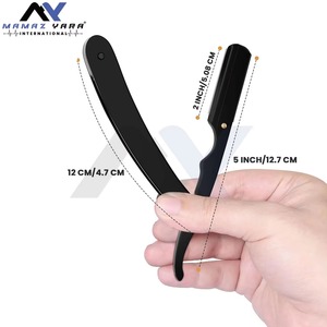 Rasoir droit professionnel en acier inoxydable, design noir élégant pour un rasage précis, coiffure, salon de barbier, toilettage - Product Image 5