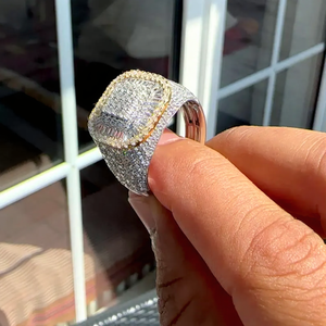 Luxury Iced Out 925 Sterling <b>Silver</b> Square Baguette Cut VVS Moissanite Diamond Hip Hop Rhodium Plated <b>Statement</b> <b>Ring</b> For Unisex - Product Image 6