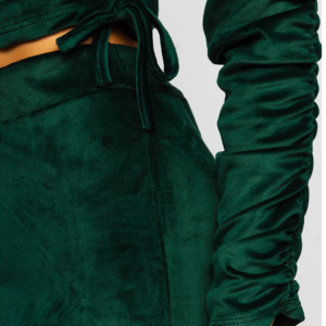Ensemble de survêtement en velours vert pour femme, haut court à col roulé et manches longues, pantalon long jusqu'aux chevilles, imprimé 'Be Kind', tenue décontractée pour l'automne - Product Image 4