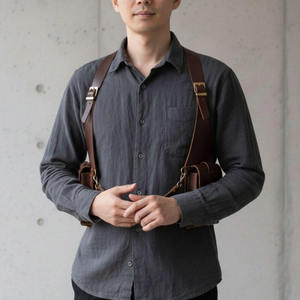 Soft Shell Genuine <b>Leather</b> High Quality Unisex Shoulder Holster Bag Adjustable Crossbody Strap Multiple Pockets Camouflage 25L - Product Image 4