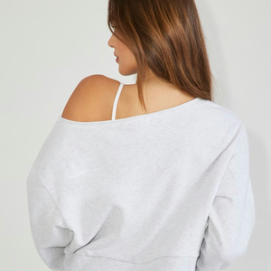 Sweat-shirt à col bateau et épaules dénudées pour femme, pour un style décontracté, sweat-shirt élégant à col bateau et épaules dénudées pour femme - Product Image 5