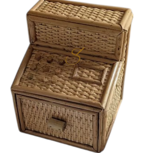 Caja registradora de ratán para niños - Juguete de rol vintage y artículo decorativo - Product Image 1