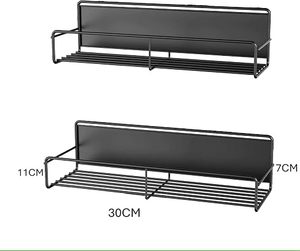Double Tier <b>Magnetic</b> <b>Spice</b> <b>Rack</b> Metal Storage Holder For Kitchen Minimalist Design Rectangle Shape Hook Type Installation - Product Image 3