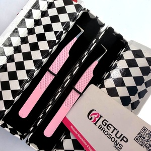 Pince à épiler pour cils Getup Brosons rose en acier inoxydable, pointe lisse, outil de précision, emballage en boîte - Product Image 6