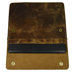 MAKUM INTERNATIONAL Brown Leather <b>Laptop</b> <b>Sleeve</b> with Flap Closure and Inner Pocket for Portable Protection Model MI-LLC-520 - Product Image 1