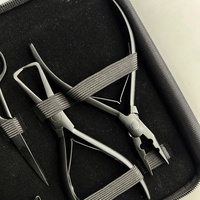 Pince à retirer les micro-liens la plus vendue, en acier inoxydable noir mat, kit d'outils pour extensions de cheveux avec logo personnalisé, poids 300g