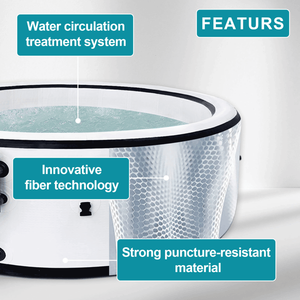 Piscina Spa Gonfiabile Portatile 206x71 cm per 4-6 Persone, Vasca Idromassaggio da Esterno con Copertura e 6 Luci LED Colorate - Product Image 5