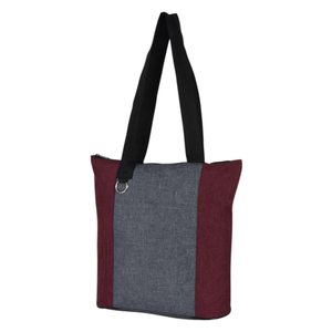Heathered Burgundy Canvas <b>Tote</b> Zipper Top Medium Black Webbing Strap <b>Travel</b> Blank Custom Logo Print Wholesale Bulk Shopping - Product Image 4