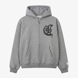 เสื้อฮู้ดดี้โอเวอร์ไซส์สีเทาสำหรับผู้ชาย ปี 2026 ผ้าฝ้ายใหม่ 350 GSM แบบซิป มีโลโก้พิมพ์ด้านหน้า สไตล์สตรีทแวร์ เหมาะสำหรับใส่ในฤดูหนาว ไม่หดตัว - Product Image 1