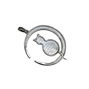 925 argent Sterling chat croissant de lune pendentif paramètres 18K plaqué or lait maternel bijoux résultats composants bonne cendres résine - Product Image 1