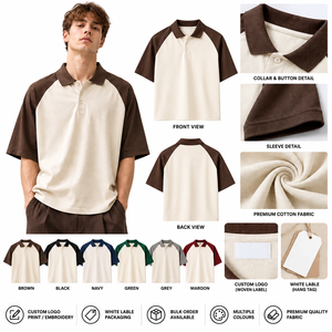 Camiseta Polo Raglan Premium |   Camiseta Polo de Hombre con Contraste de Color |   Polo Casual de Algodón con Cierre de Botones |   Fabricación Personalizada OEM ODM - Product Image 5